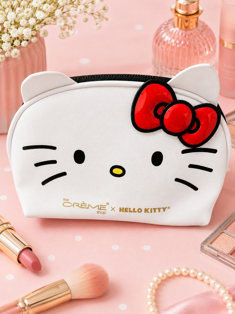 Hello Kitty White and Red Kids Cosmetic Pouch